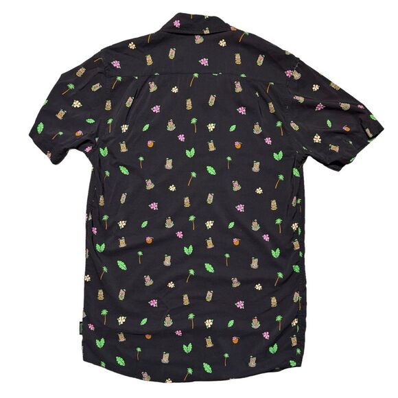 Tipsy Elves Men's Tiki Drinki Black Hawaiian Button Up Size XL - Picture 5 of 9